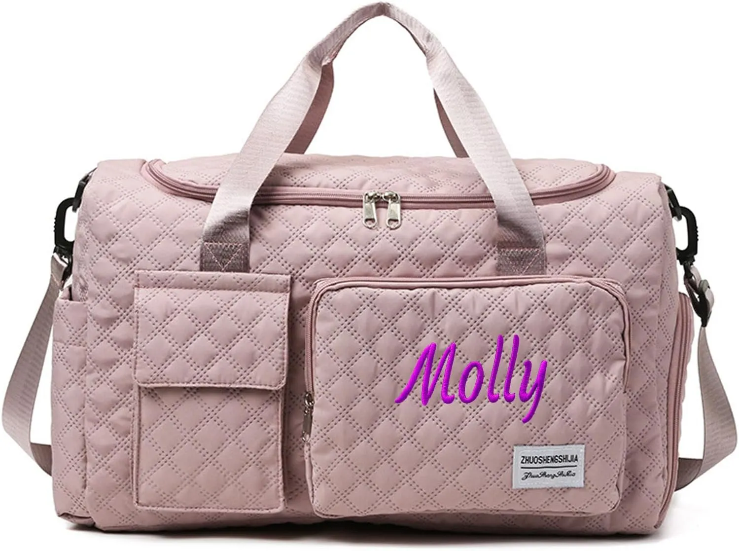 Personalized Weekender Duffle Bag for Women - Carry On Travel Bag with Shoe Compartment & Wet Pocket, Personalized Gym Tote for Workouts, Hospital Labor Delivery, Overnight Trips(Purple)