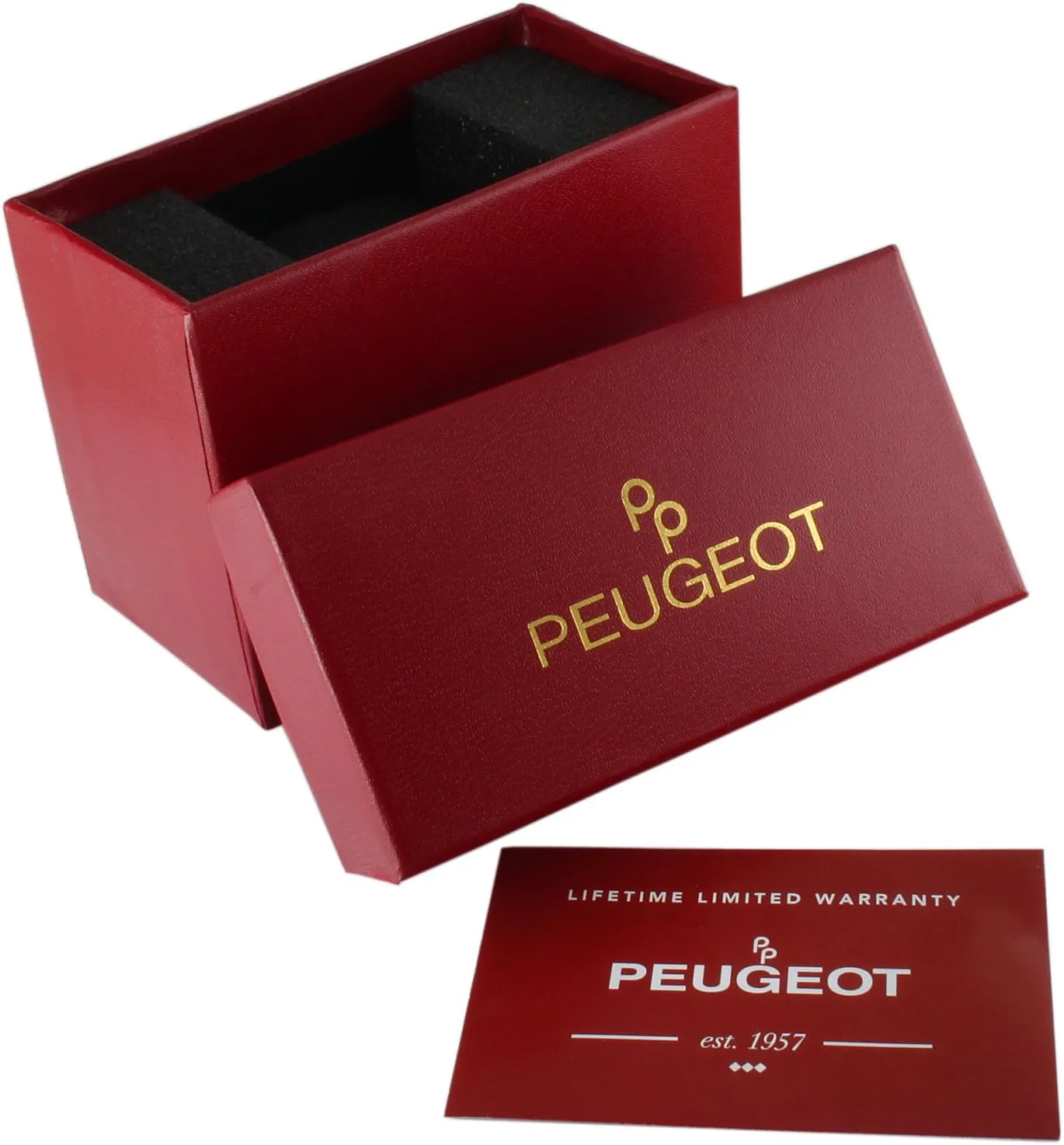 Peugeot Men's Rectangular Textured Roman Numeral Dial Classic Dress Wrist Watch with Leather Strap Band
