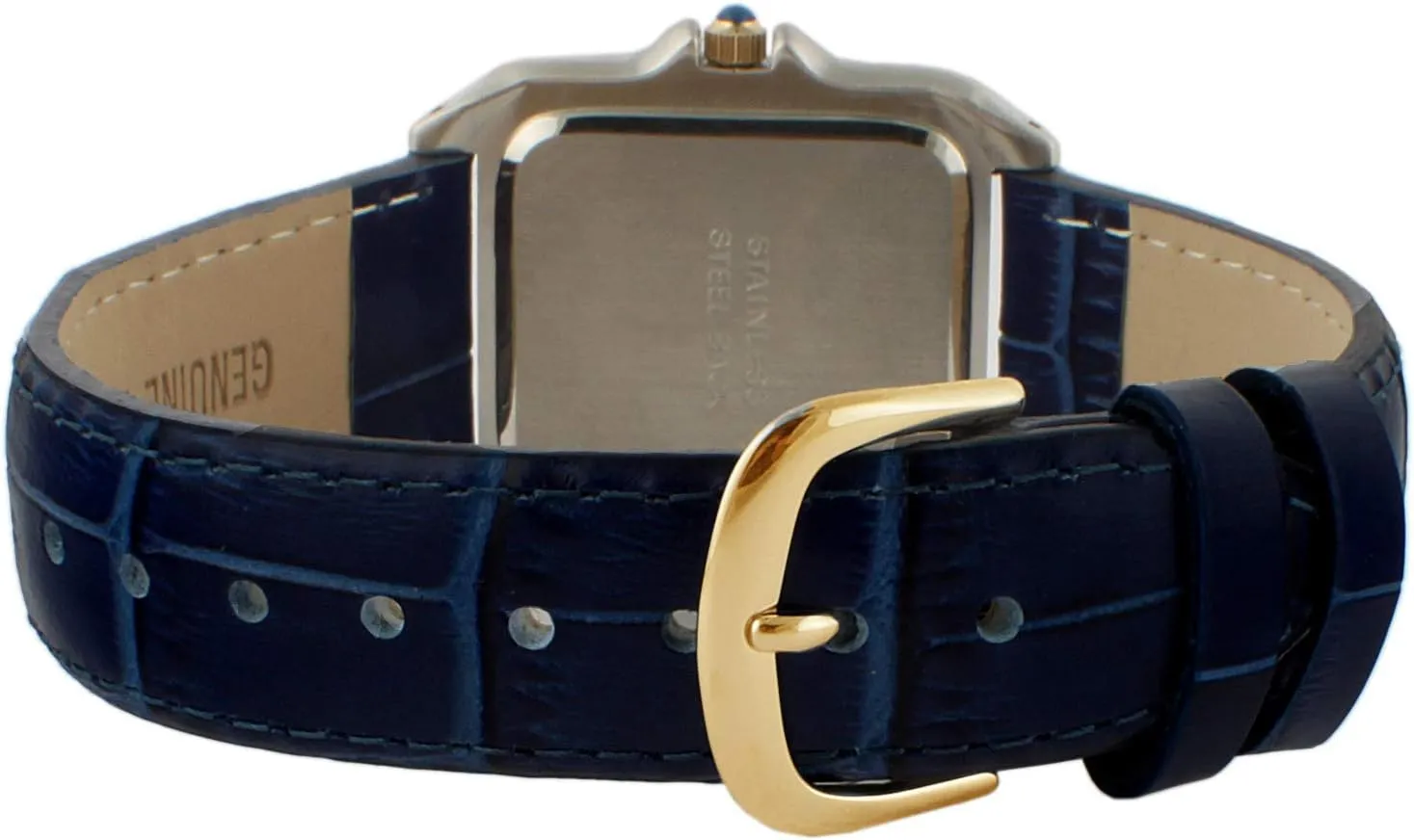 Peugeot Women Two-Tone Tank Shape Dress Watch with Designer Leather Wrist Band