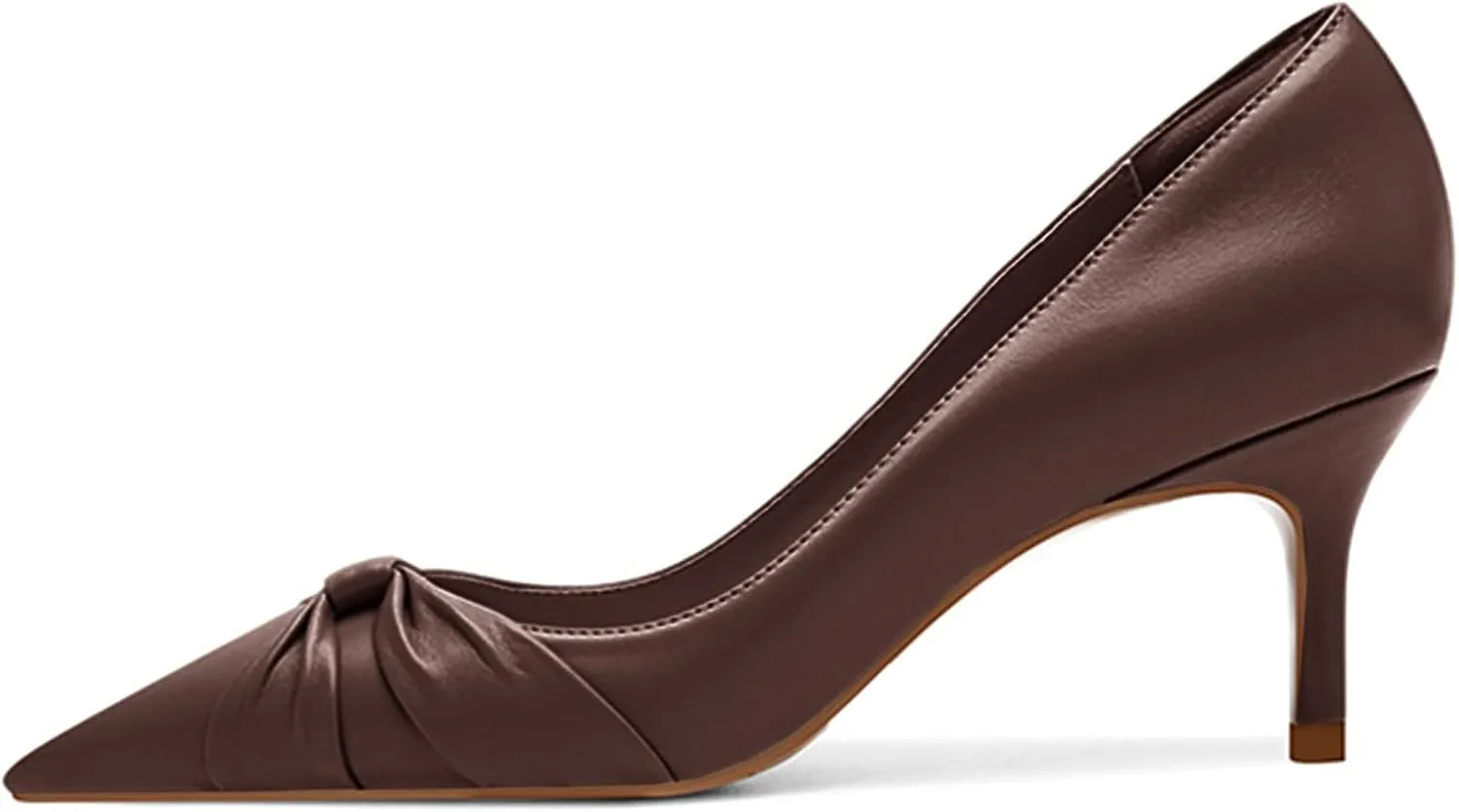 PiePieBuy Womens Pointed Toe Pumps Twist Knot Stiletto Mid Heel Faux Leather Dress Shoes