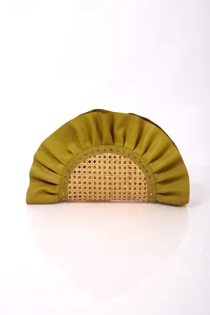 Pistachio Green Frill Leather Oddbeat Clutch