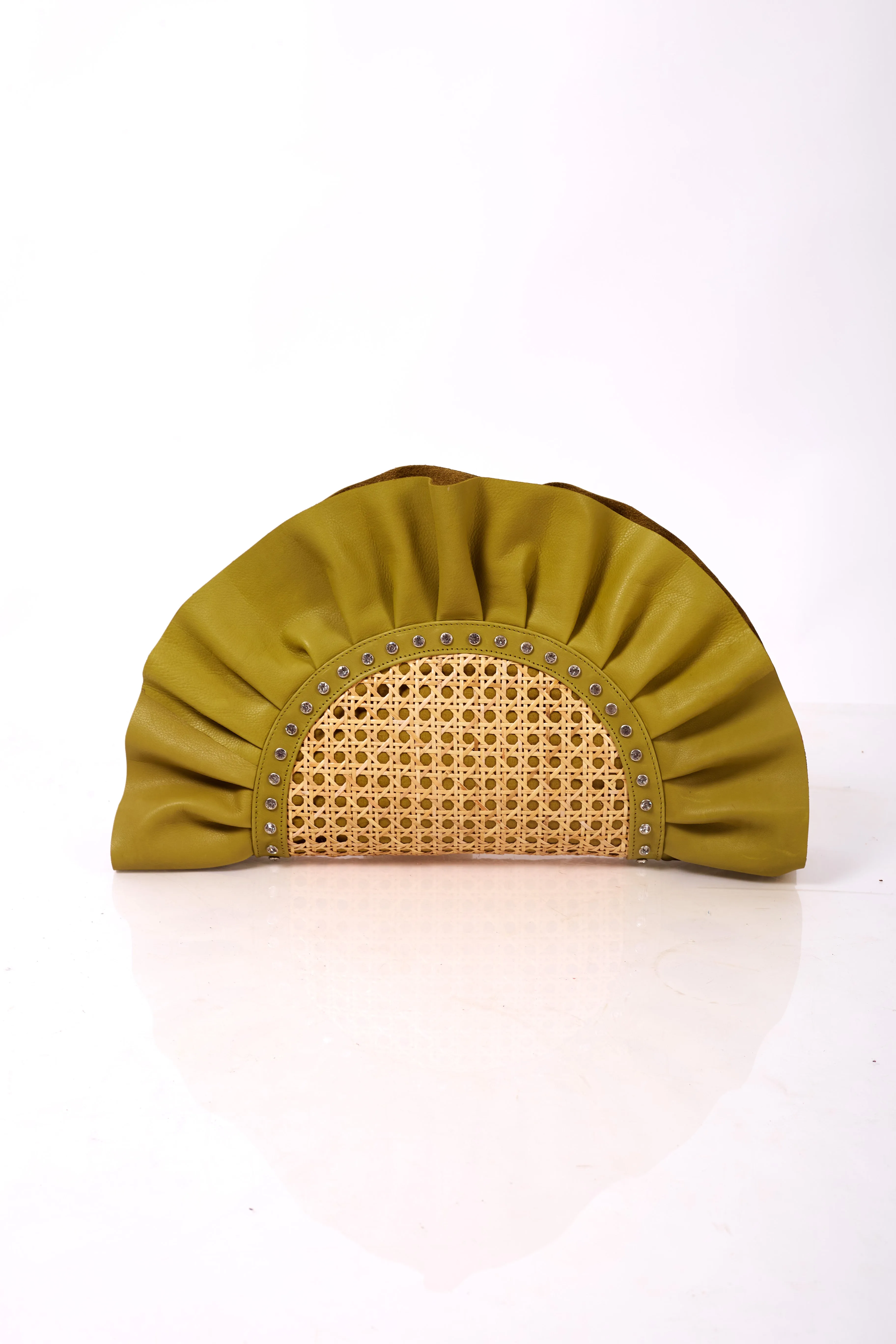 Pistachio Green Frill Leather Oddbeat Clutch