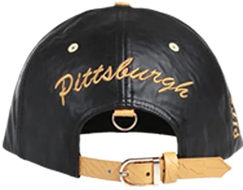 Pittsburgh Faux Leather Baseball City Cap with Snake Faux Leather Flat Brim