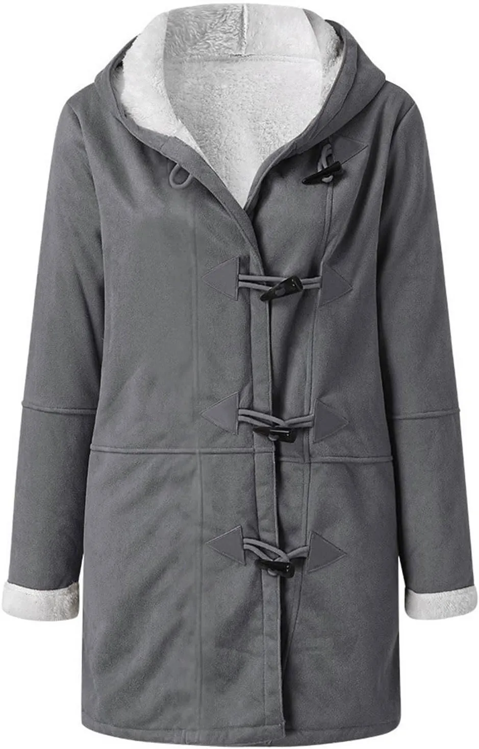 Plus Size Winter Coats for Women 2024 Warm Fleece Lined Jacket Button Sherpa Fur Hooded Parka Suede Peacoat Outerwear