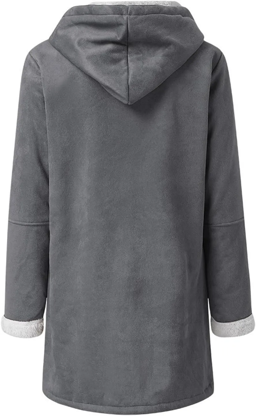 Plus Size Winter Coats for Women 2024 Warm Fleece Lined Jacket Button Sherpa Fur Hooded Parka Suede Peacoat Outerwear