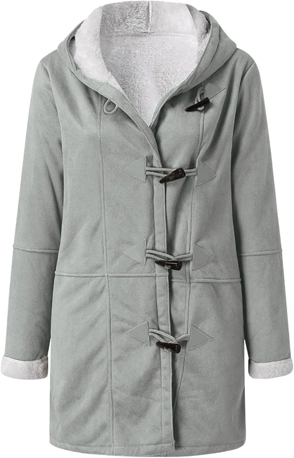 Plus Size Winter Coats for Women 2024 Warm Fleece Lined Jacket Button Sherpa Fur Hooded Parka Suede Peacoat Outerwear