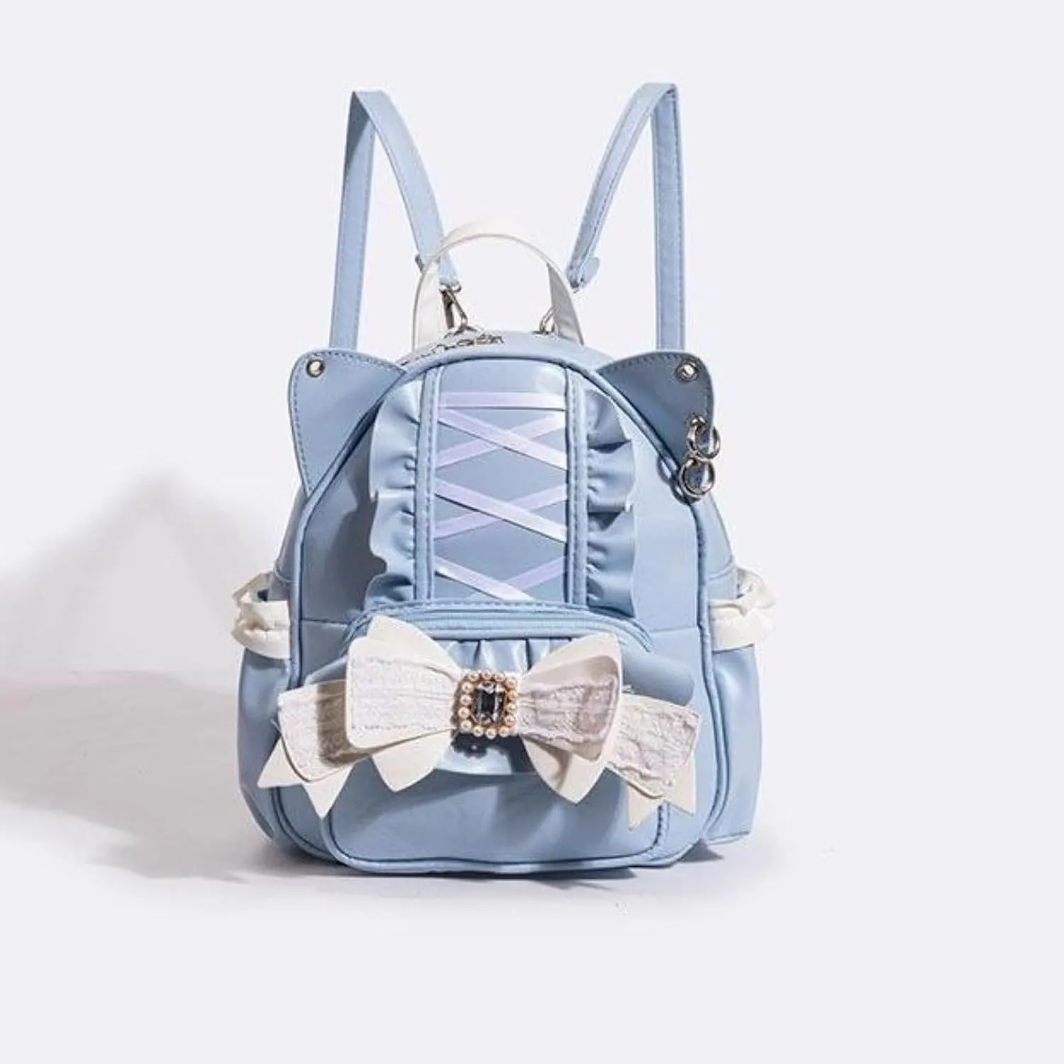 Pokn Jirai Kei Kawaii Bag Gothic Cute Bag Mini Leather Backpack Fashion Small Daypacks Purse for Women Cutecore (Blue)