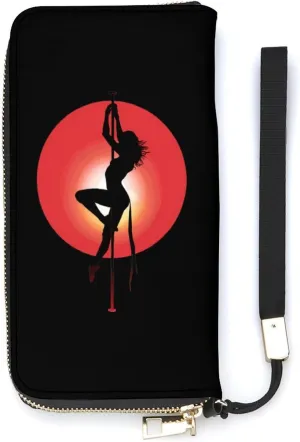 Pole Fitness Dance Women's Wristlet Wallet Long Slim Purse Card Holder Clutch Handbag