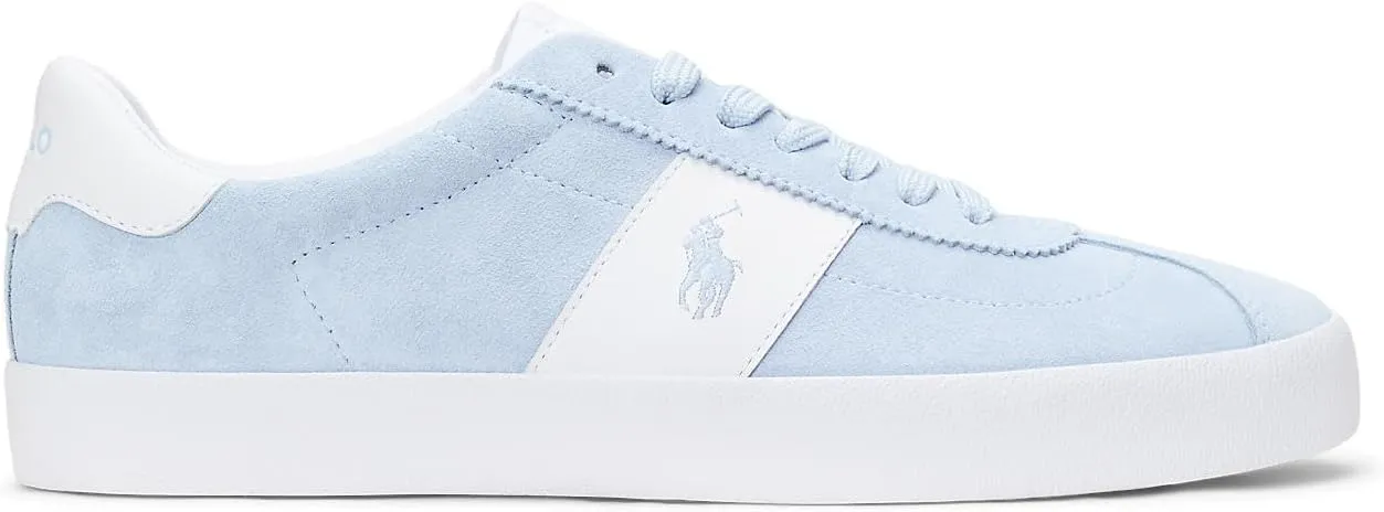 POLO RALPH LAUREN, Men, Court Vulc Leather-Suede Sneaker, Light Blue, 11.5, Medium