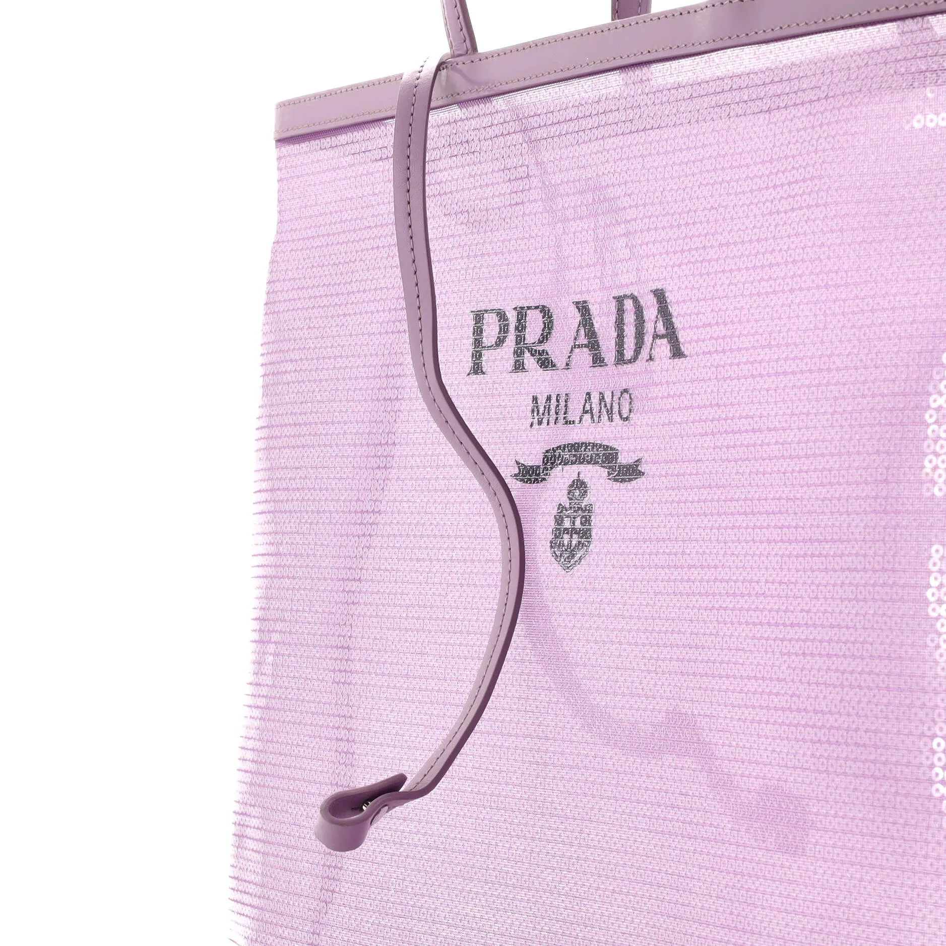 Prada Logo Open Tote Sequined Mesh Large
