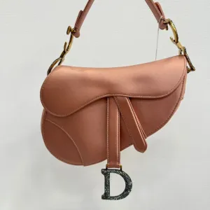 Preloved Dior Saddle Satin Rhinestone Handbag FM0114 - Pink Saddle Bag