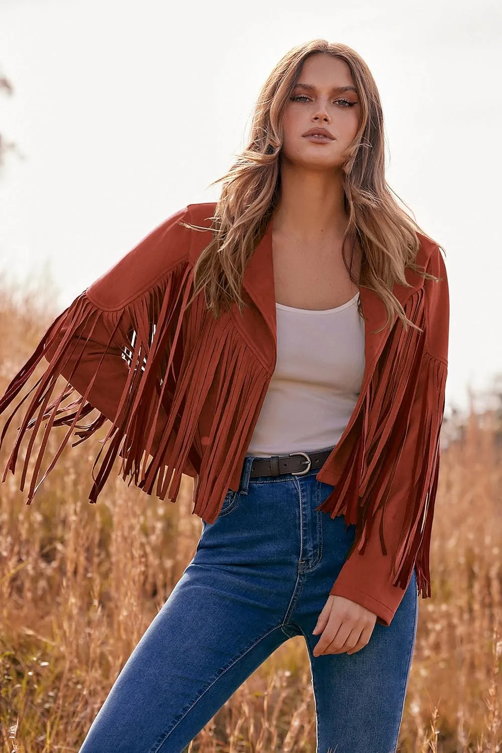 PRETTYGARDEN Women's Faux Suede Leather Jackets Tassel Motorcycle Cropped Coats 2025 Fashion Clothes