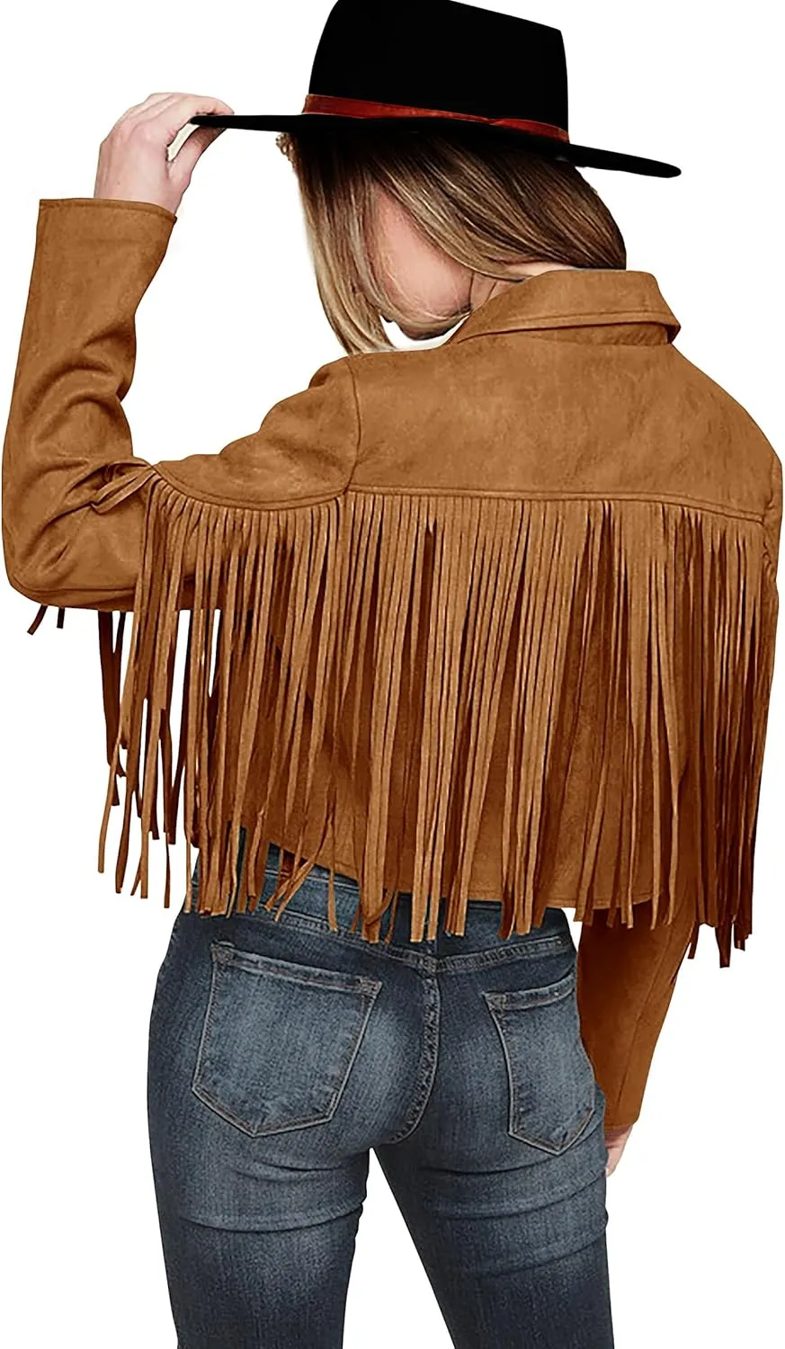 PRETTYGARDEN Women's Faux Suede Leather Jackets Tassel Motorcycle Cropped Coats 2025 Fashion Clothes