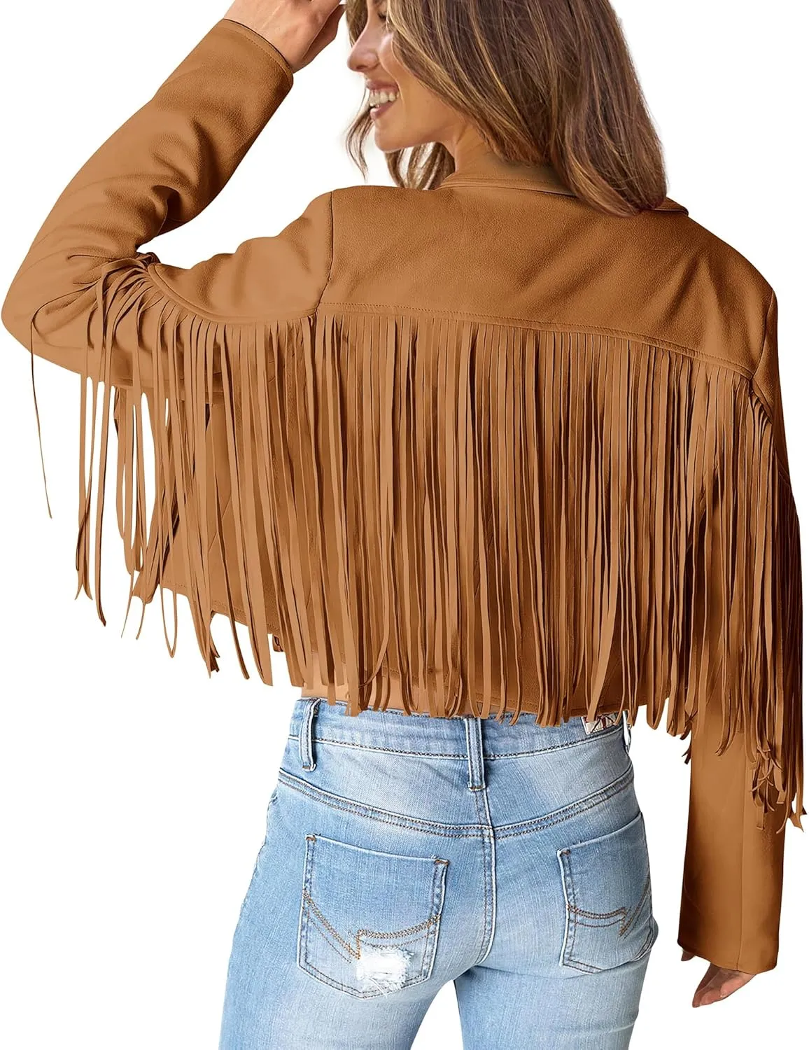 PRETTYGARDEN Women's Faux Suede Leather Jackets Tassel Motorcycle Cropped Coats 2025 Fashion Clothes