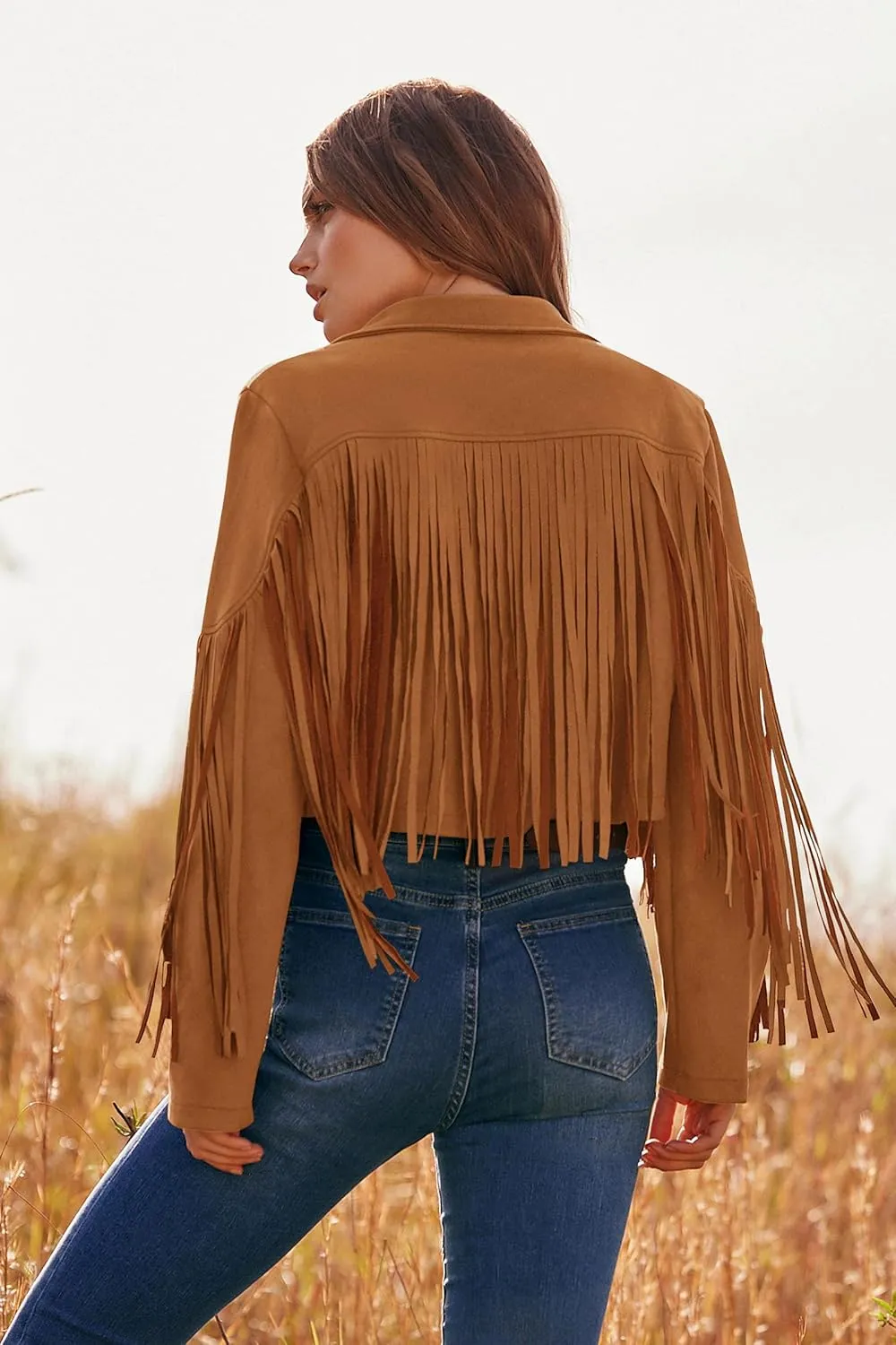 PRETTYGARDEN Women's Faux Suede Leather Jackets Tassel Motorcycle Cropped Coats 2025 Fashion Clothes