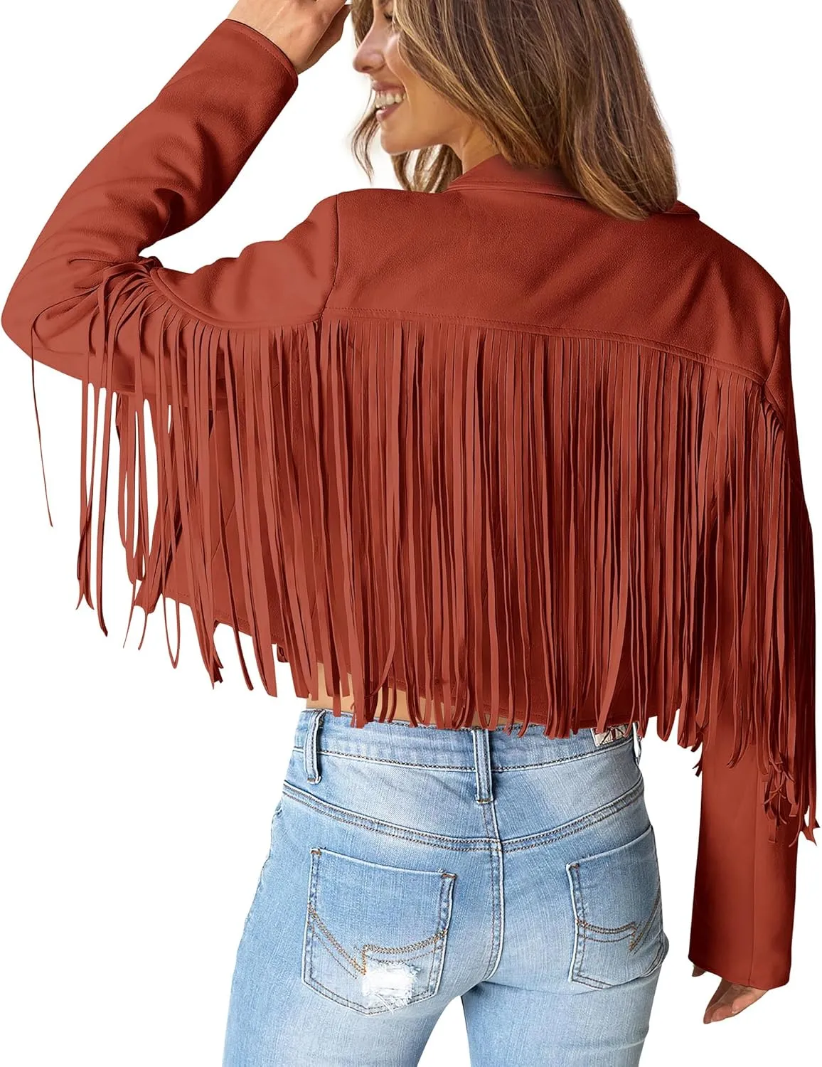 PRETTYGARDEN Women's Faux Suede Leather Jackets Tassel Motorcycle Cropped Coats 2025 Fashion Clothes