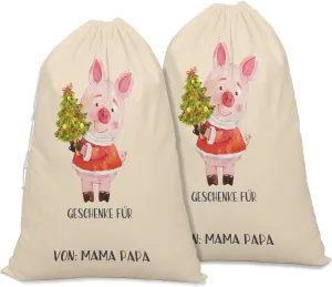 Printtoo Large Drawstring Canvas Bag Christmas Sack Bags Santa Gift Sack Custom Party Favor 2 Pcs 27x20 Inch
