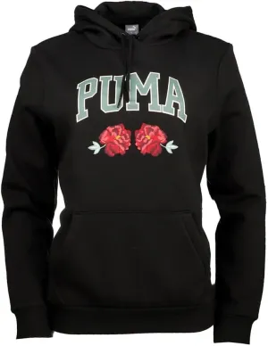 Puma Womens Faux Embroidered Floral Hoodie Casual Outerwear Casual Drawstring - Black - Size L
