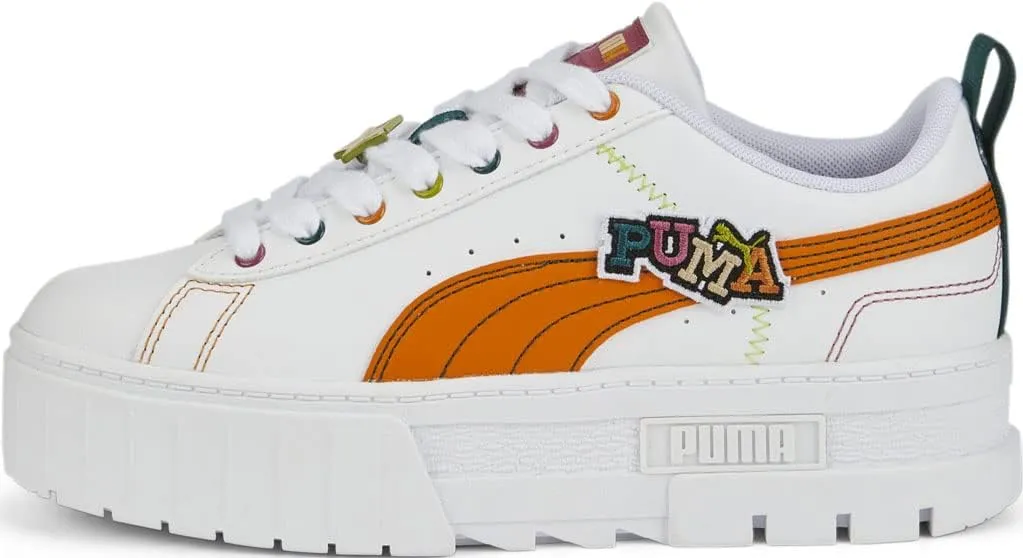 Puma - Womens Mayze Pierced Shoes, Size: 7.5 M US, Color: Puma White/Orange Brick