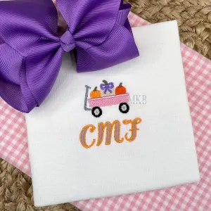 Pumpkin Bow Trio Wagon Embroidery Design
