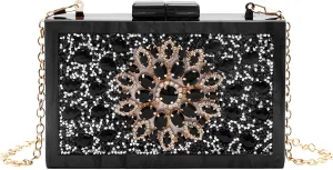 Purse for Women Rhinestones Clutch Bag Acrylic Evening Bag for Wedding Party Shoulder Crossbody Bag with Chain Strap