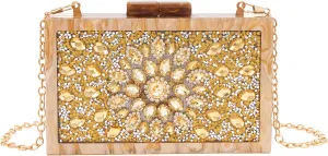 Purse for Women Rhinestones Clutch Bag Acrylic Evening Bag for Wedding Party Shoulder Crossbody Bag with Chain Strap