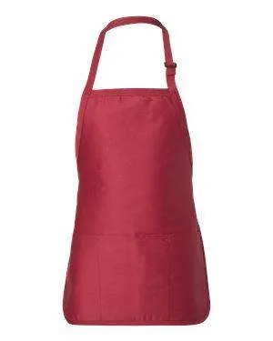 Q-Tees Three-Section Pocket Bib Apron - Q4250
