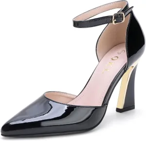 QKL Women's Closed Toe Pointed Heels Pumps