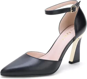 QKL Women's Closed Toe Pointed Heels Pumps