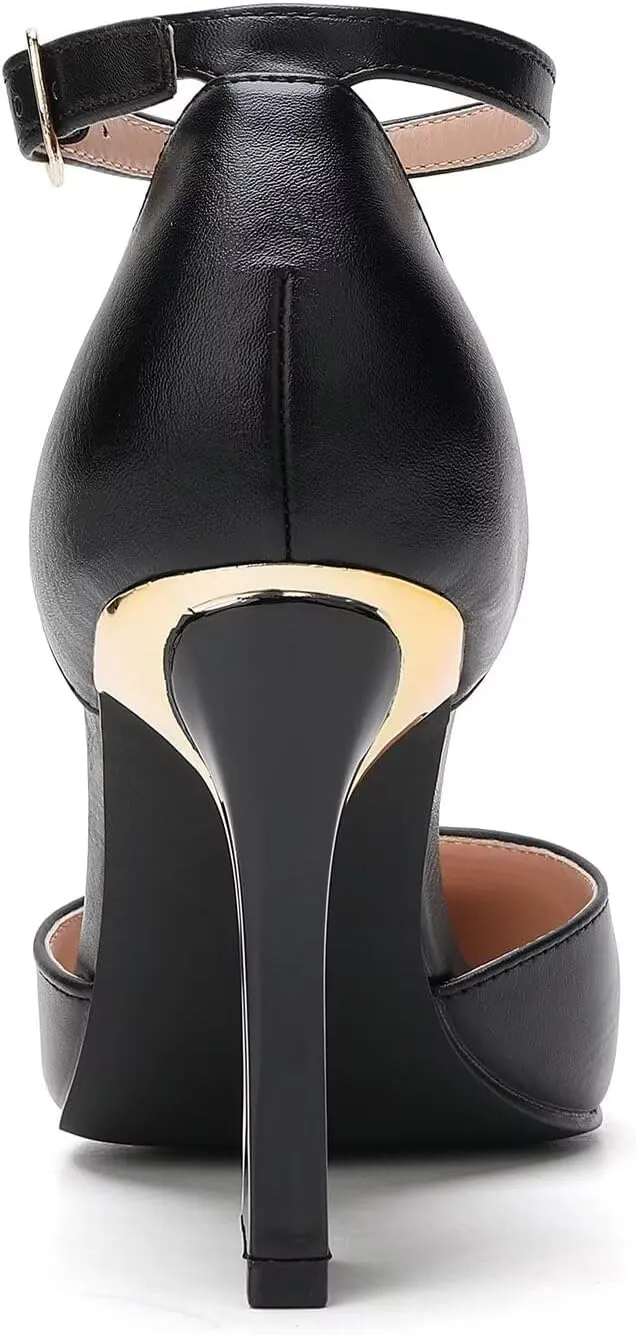 QKL Women's Closed Toe Pointed Heels Pumps