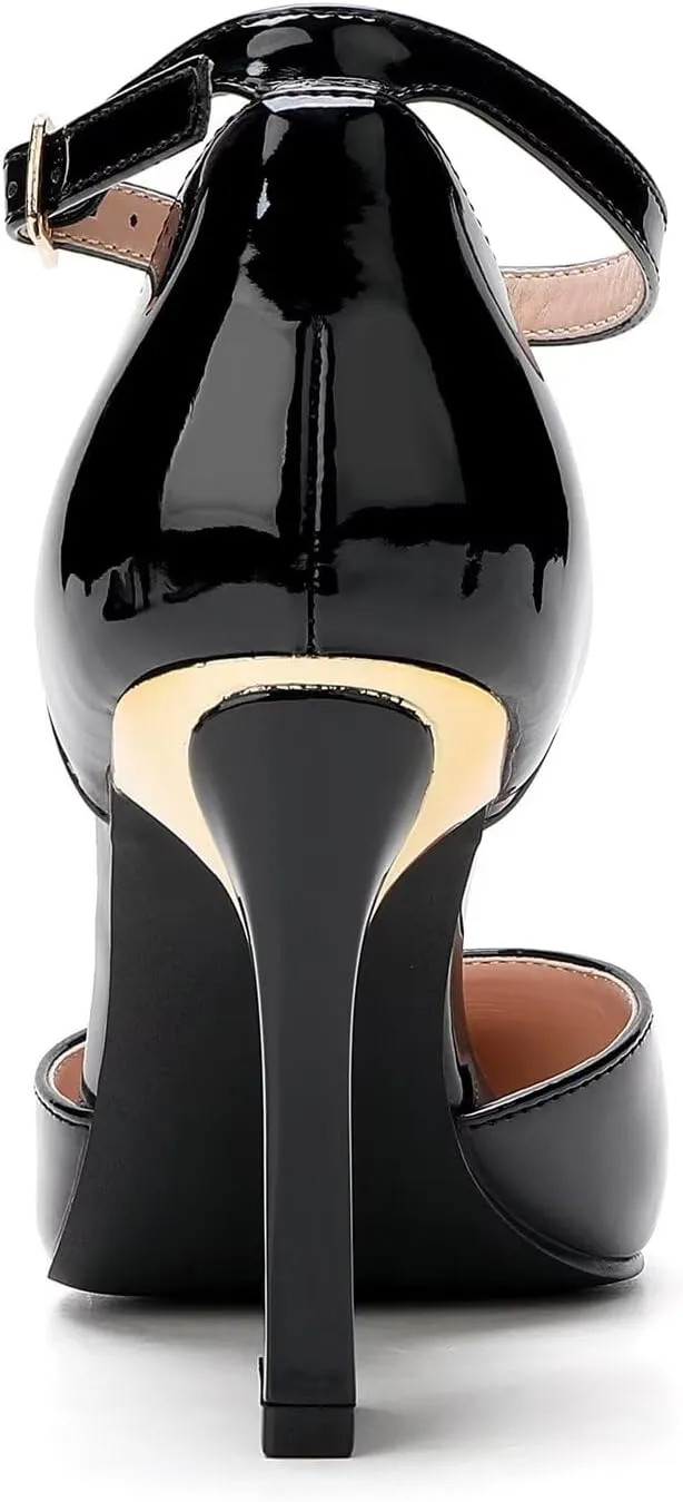 QKL Women's Closed Toe Pointed Heels Pumps