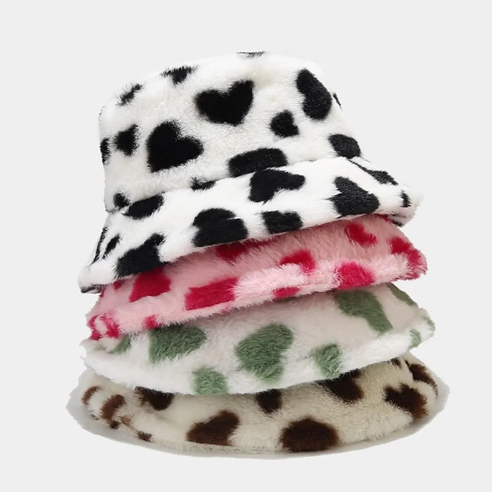 Quanhaigou Winter Faux Fur Bucket Hat,Fuzzy Warm Hat for Women Men, Fluffy Fisherman Cap
