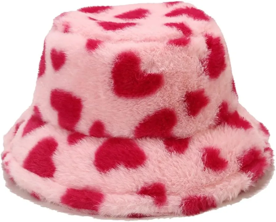 Quanhaigou Winter Faux Fur Bucket Hat,Fuzzy Warm Hat for Women Men, Fluffy Fisherman Cap