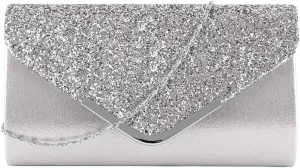 Queena Womens Shiny Glitter Evening Clutch Envelope Handbag Chain Purse for Wedding Party Prom Gift for Mom Wife Girlfriend