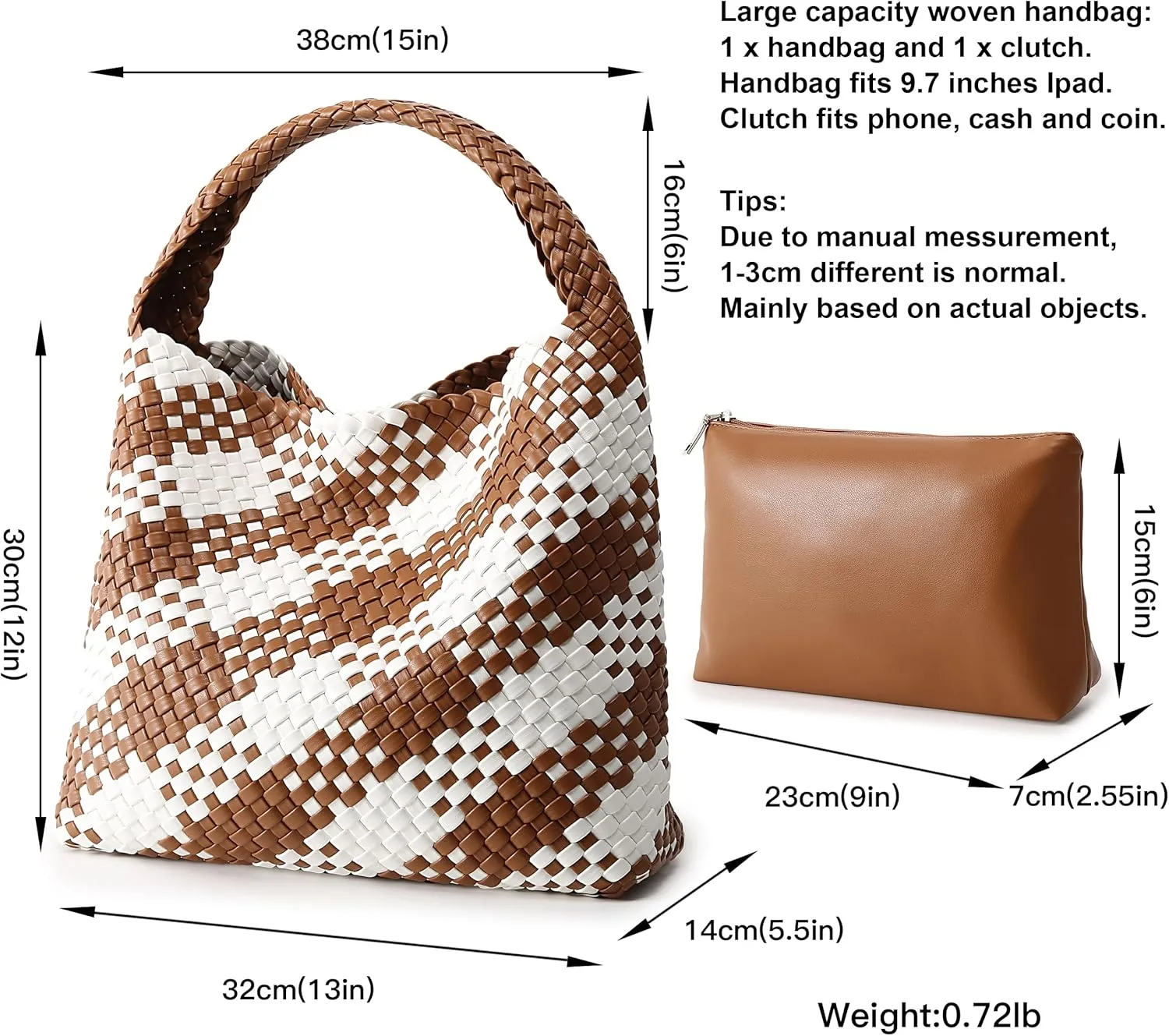 Queenoris Fashion Woven Purse for Women Top-handle Shoulder Bag Soft Summer Hobo Tote Bag