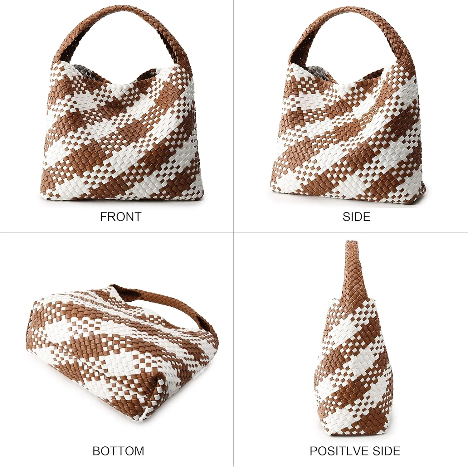 Queenoris Fashion Woven Purse for Women Top-handle Shoulder Bag Soft Summer Hobo Tote Bag