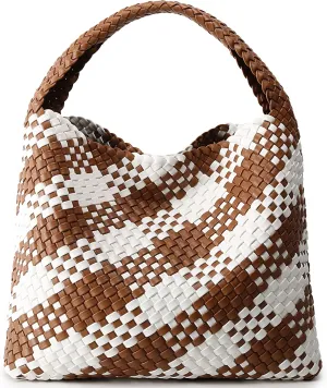 Queenoris Fashion Woven Purse for Women Top-handle Shoulder Bag Soft Summer Hobo Tote Bag