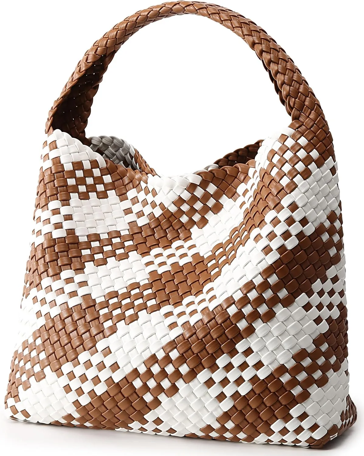 Queenoris Fashion Woven Purse for Women Top-handle Shoulder Bag Soft Summer Hobo Tote Bag