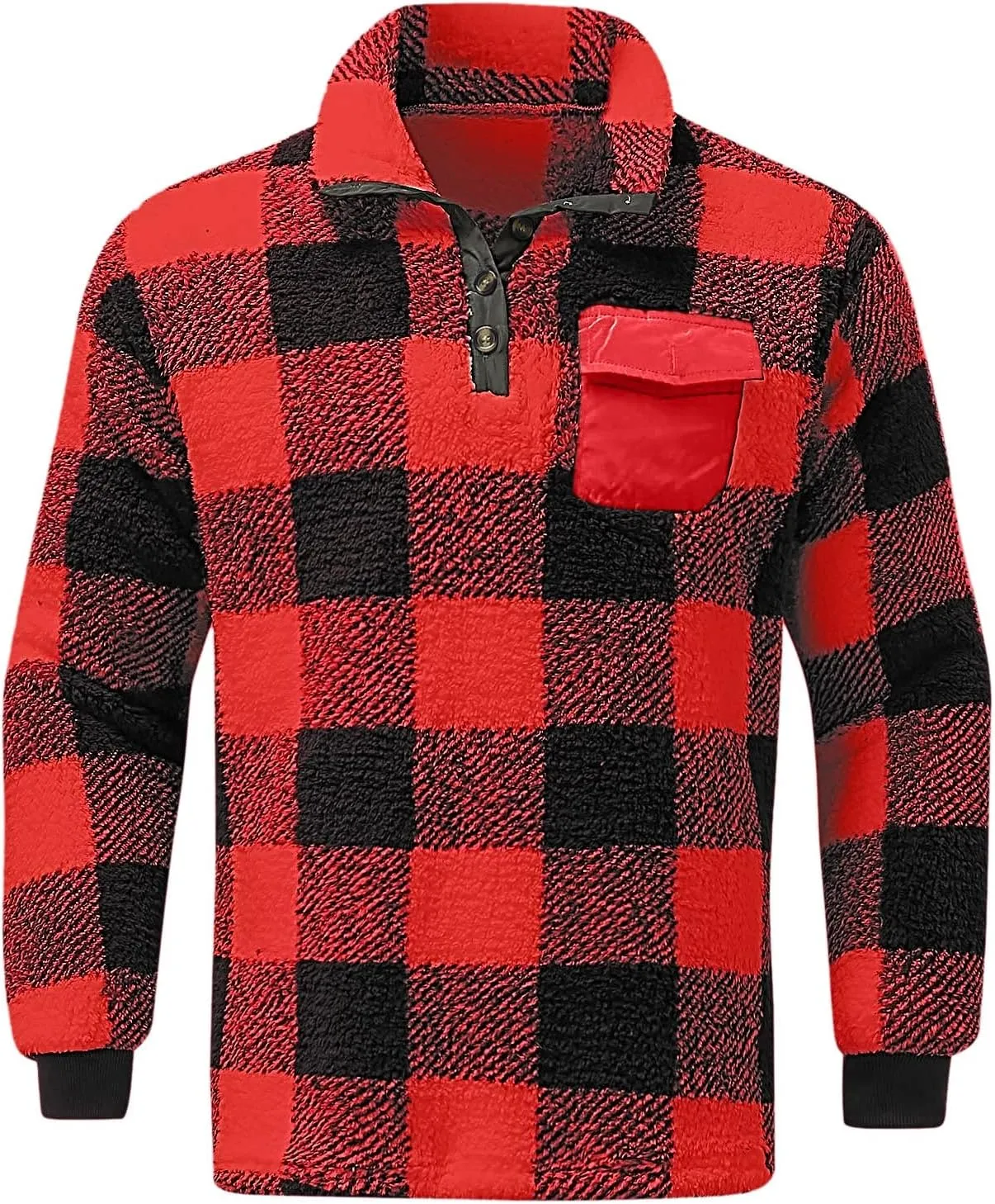 Quilted Lined Flannel Shirt Jacket for Men Hooded Zipper Pocket Long Sleeve Shirt Patchwork Flannel Shirt for Men