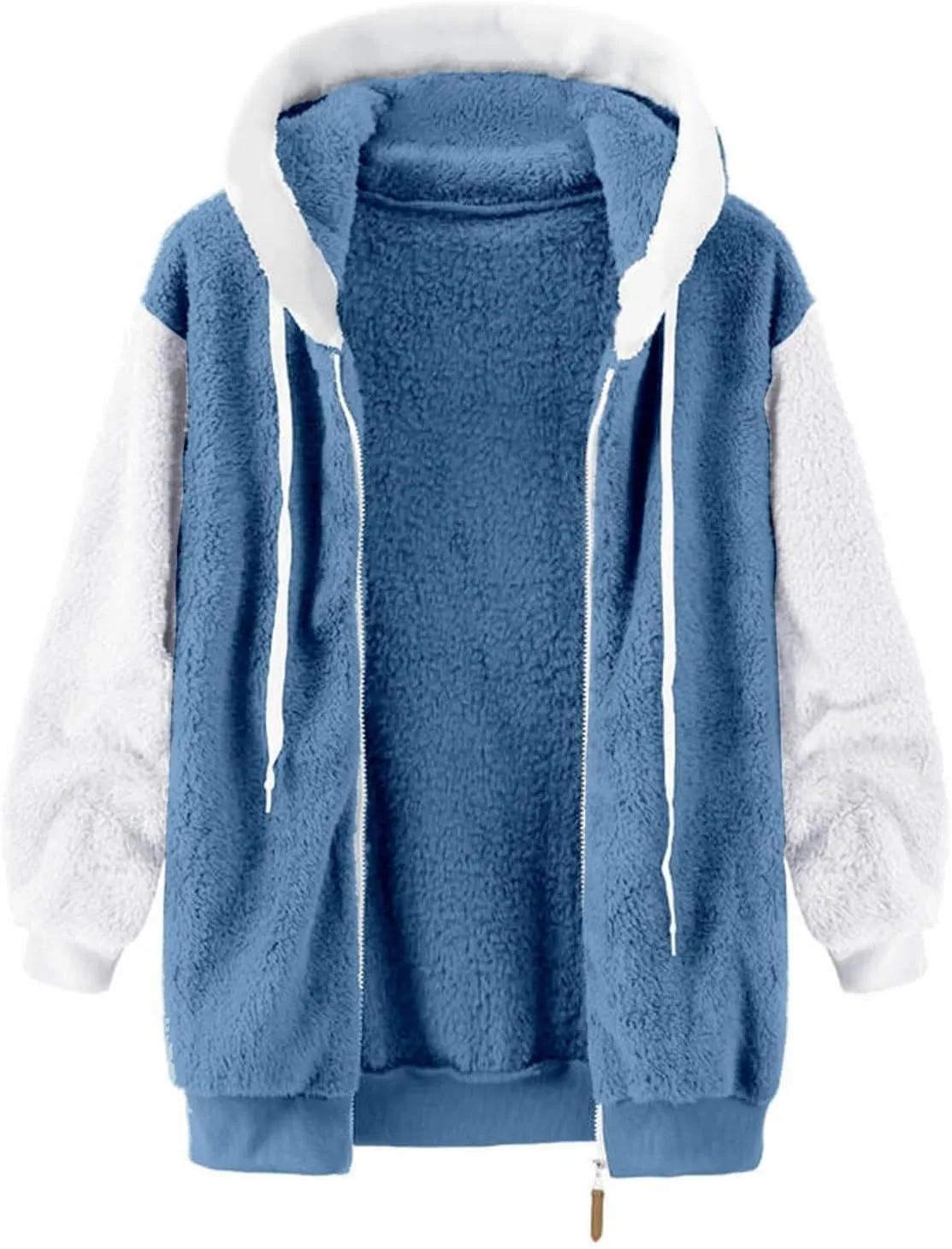QWENTMTNTY Womens Winter Fuzzy Fleece Jacket Oversized Casual Trendy Hooded Cardigan Coat Winter Thermal Sherpa Outerwear