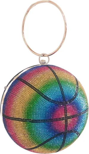 QZUnique Basketball Shaped Cross Body Bag Round Handbag PU Leather Messenger Shoulder Bag Personality Purses for Women