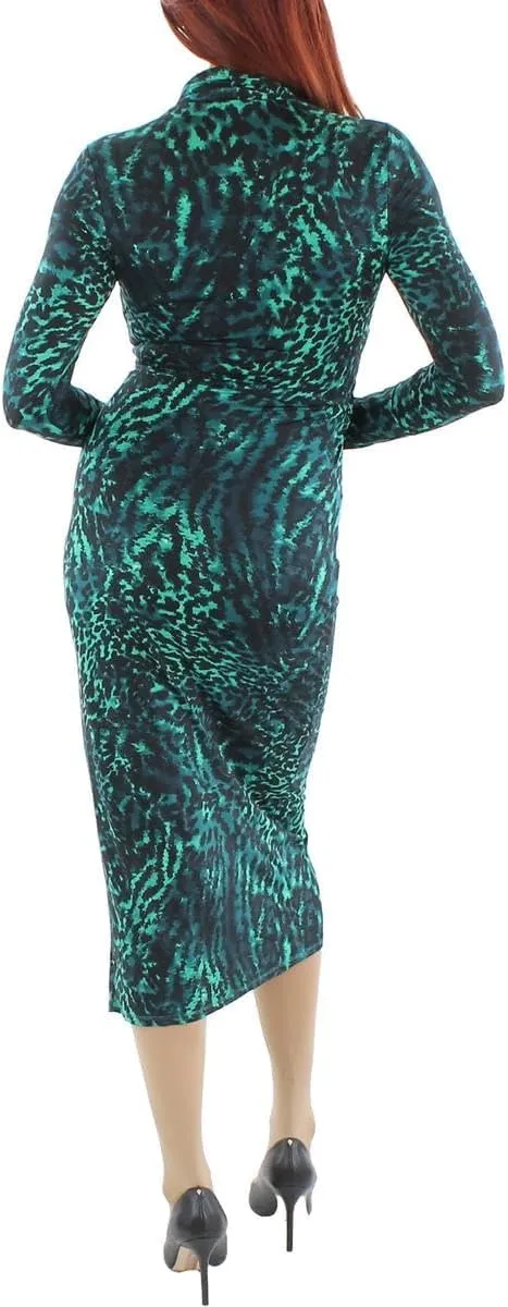 RACHEL Rachel Roy Womens Faux Wrap Midi Wrap Dress