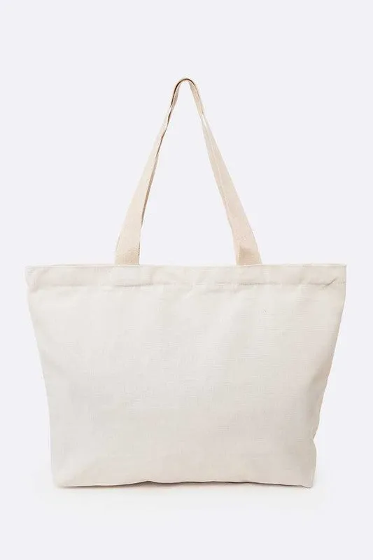 Rainbow Sequins Wing Patch Canvas Tote Bag