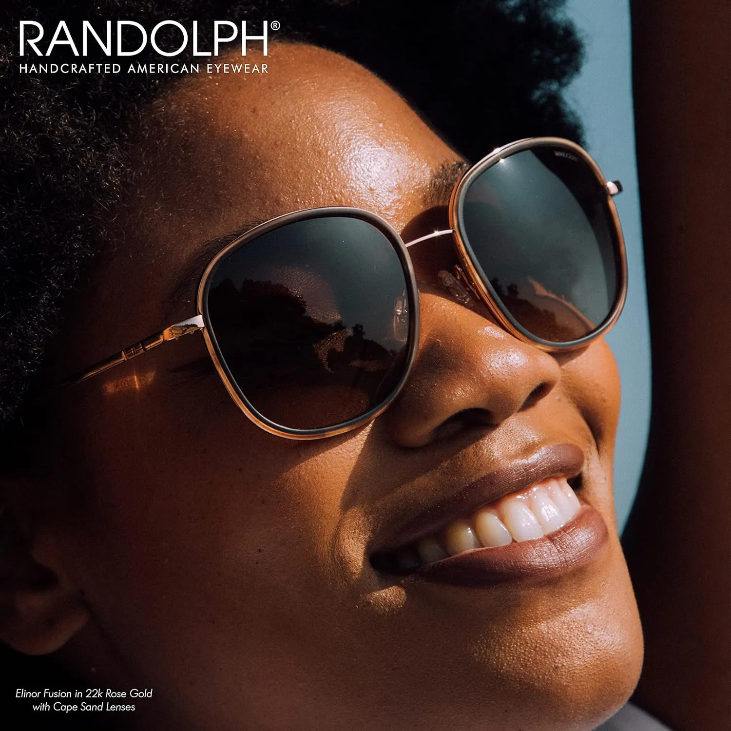 Randolph USA | Elinor Inlay Oversized Square Sunglasses for Women Non-Polarized 100% UV
