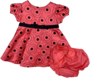 Rare Editions Infant Girls Red Black Polka Dot Satin Party Holiday Dress