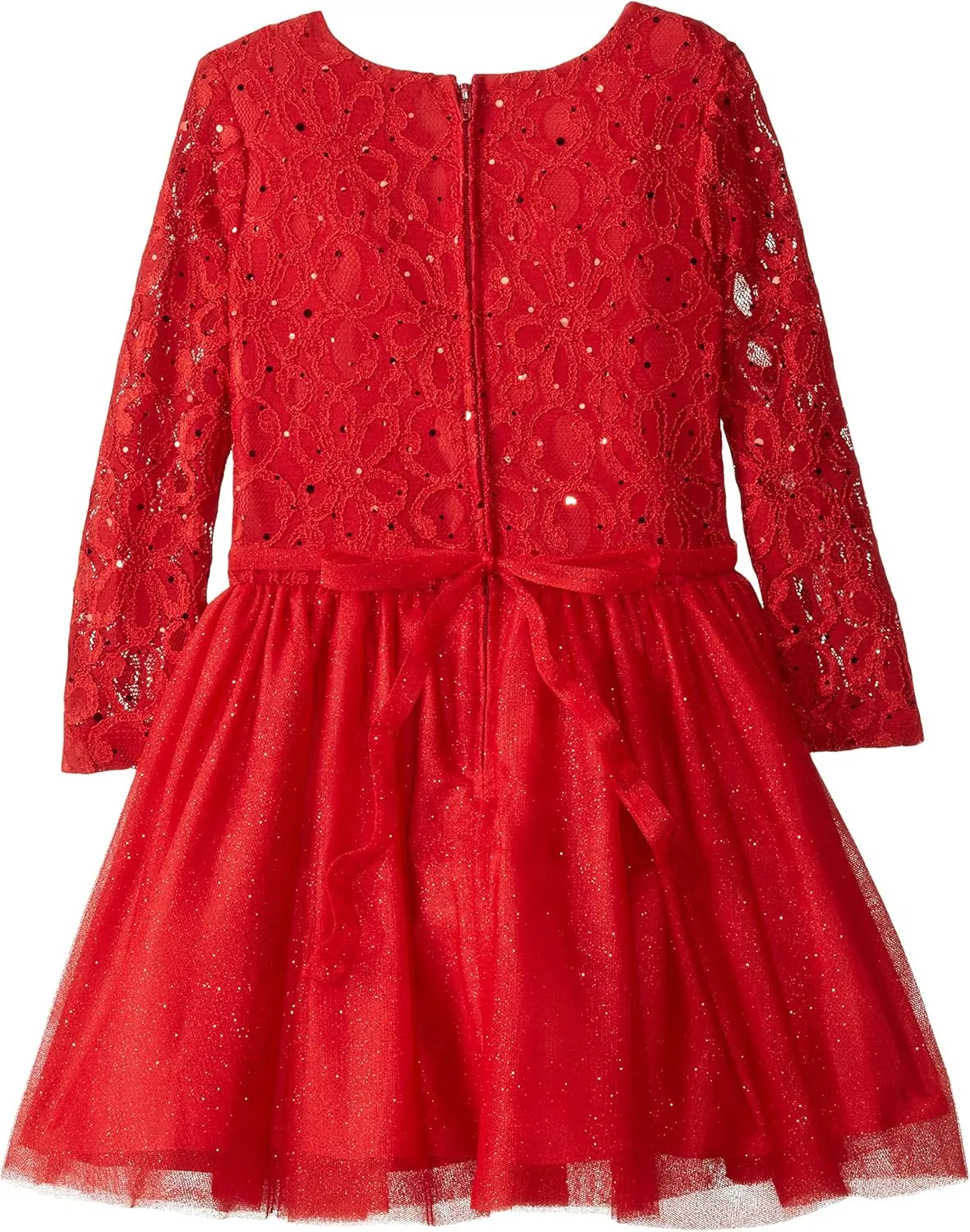 Rare Editions Little Girls' Lace To Glitter Tulle with Satin Flower Dress