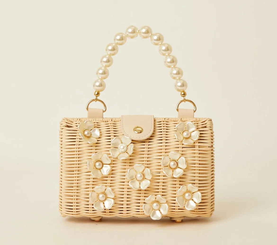 Rattan Bag with Pearls