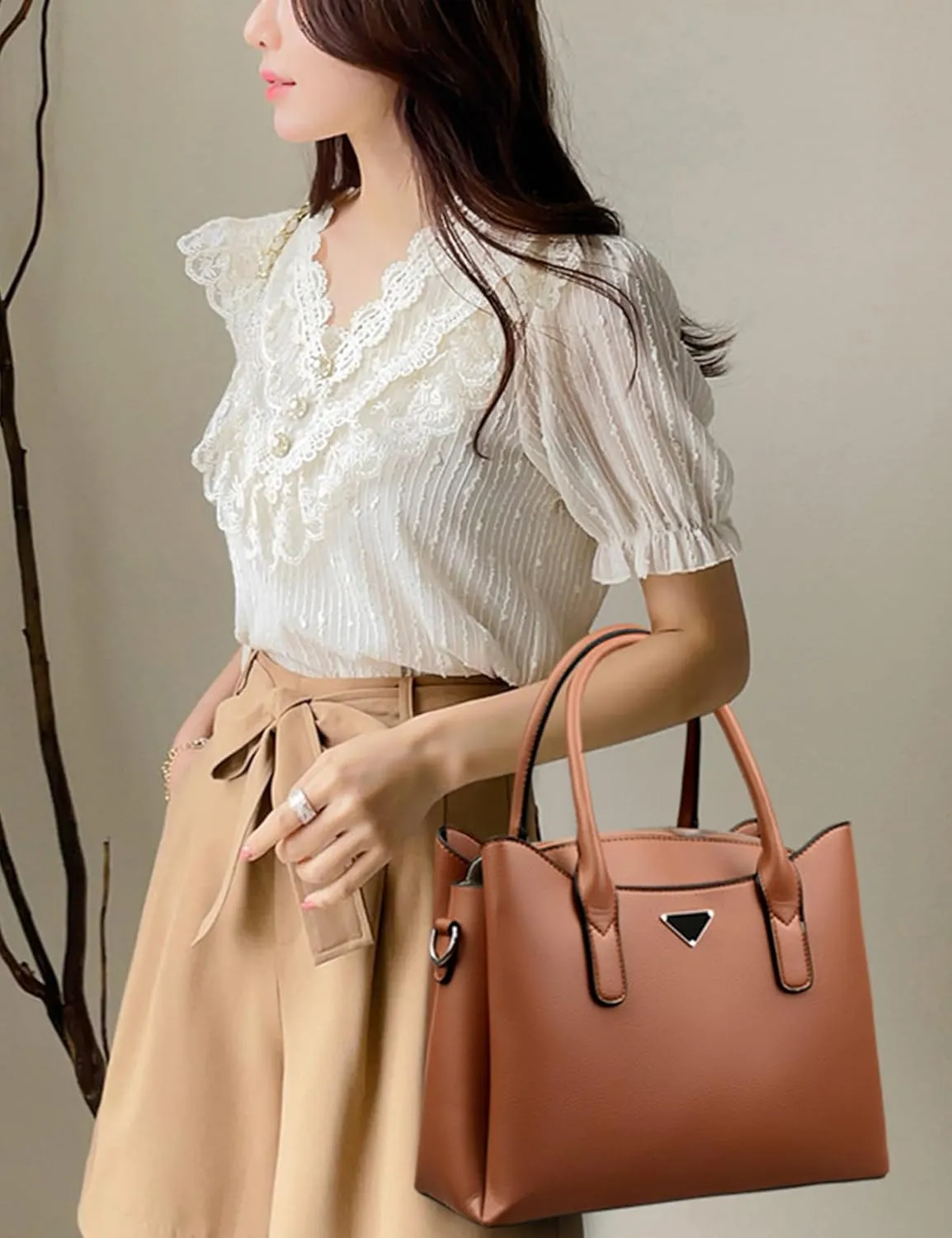 Real Genuine Leather Versatile 3-Piece Handbag Set For Women Tote Bag With Matching handbag and Clutch For Women