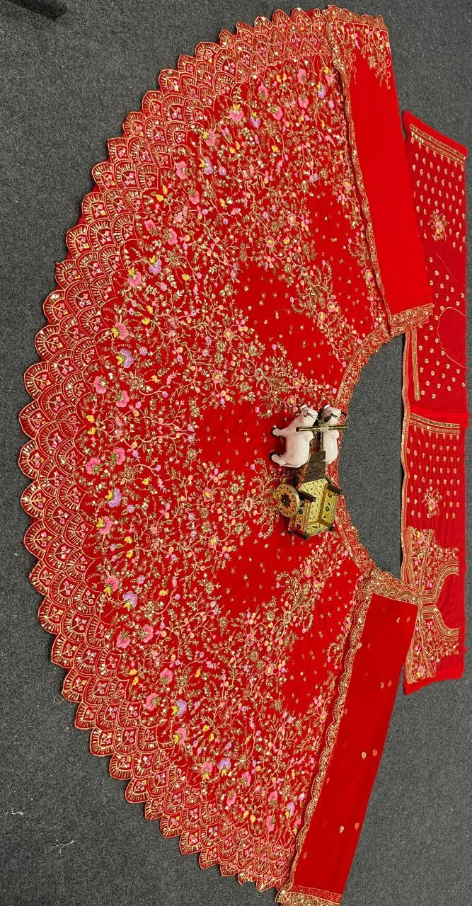 Red Color Georgette Wedding Wear Lehenga Choli