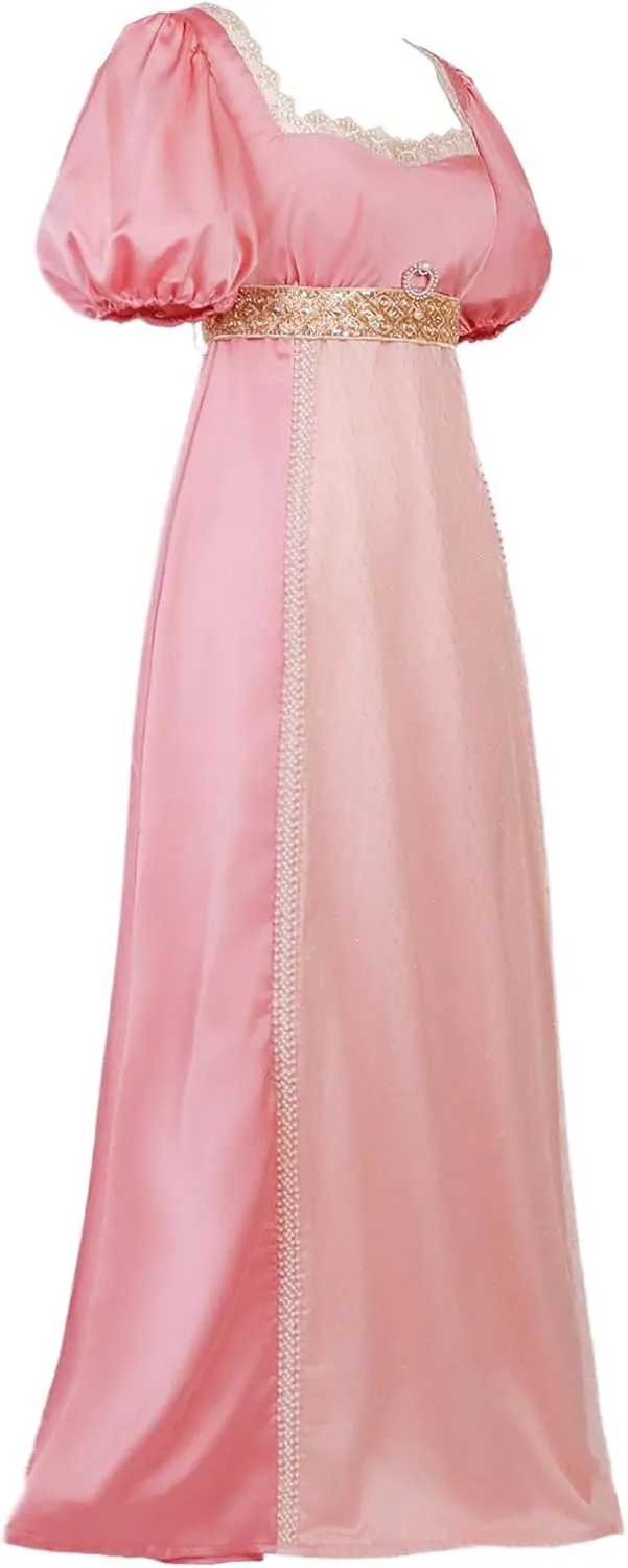 Regency Dresses for Women Pearls Lace Empire Waist Dress